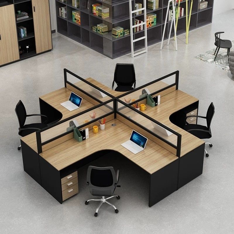 Modular Office Workstation with Sound-Dampening Fabric Privacy Dividers #16